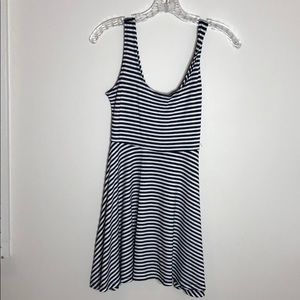 Black and white striped mini dress